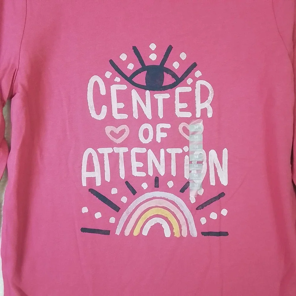 OshKosh Long Sleeve Cotton T-Shirt Girl's‎ Size 14 Pink w/ Graphic